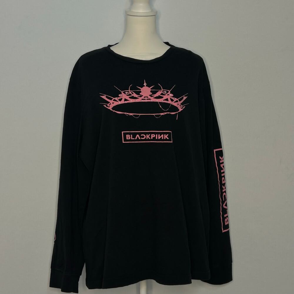 BLACKPINK Crown Rhinestone Shirt 2XL Black Pink Long Sleeve K-Pop